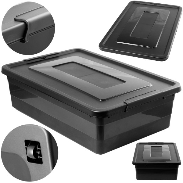 Pojemnik Plastikowy 28 L Pudełko Plastikowe Z Pokrywką Kółka