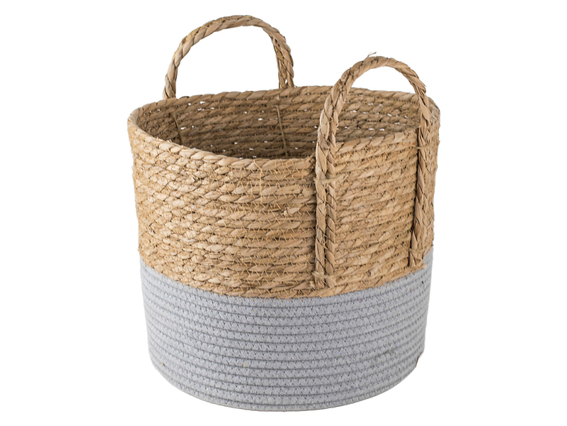 Kosz naturalny pleciony z uszami L 30 cm