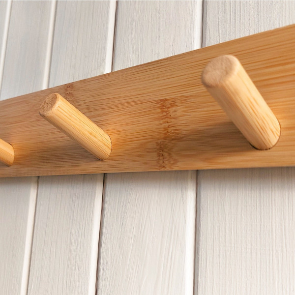 Bambusowy wieszak z trzema haczykami do łazienki przedpokoju BEGRYF 6x30