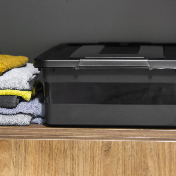 Pojemnik Plastikowy 28 L Pudełko Plastikowe Z Pokrywką Kółka