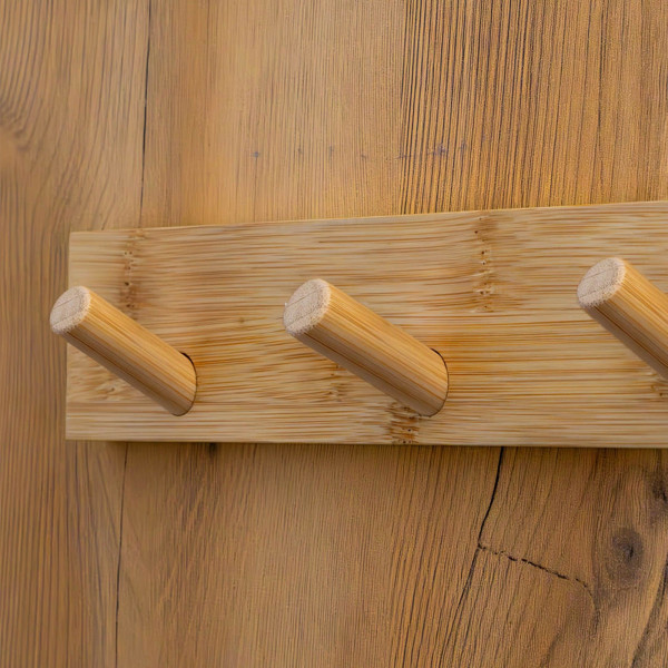 Bambusowy wieszak z trzema haczykami do łazienki przedpokoju BEGRYF 6x30