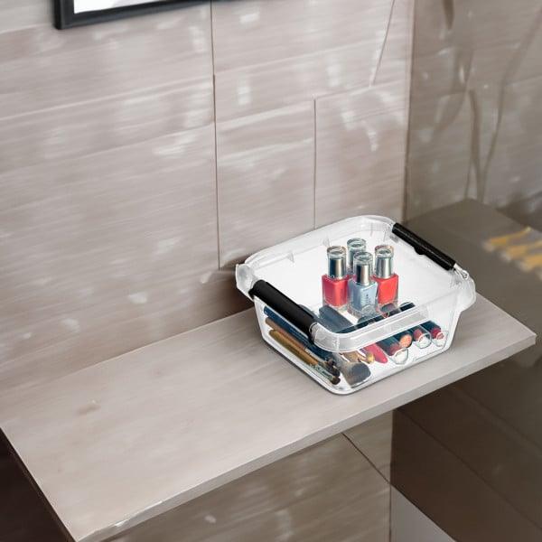 Pojemnik Pudło Plastikowe Z Pokrywą Kwadratowy 2 L