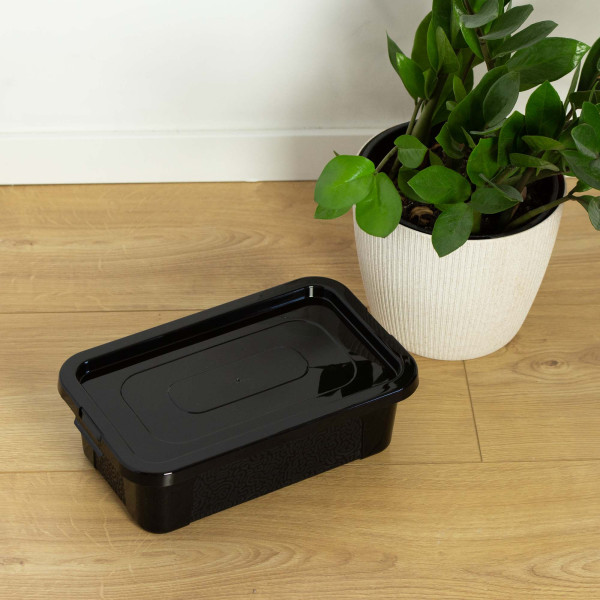 Pojemnik Pudło Plastikowe Z Pokrywą Zamykane 4,5 L Czarny