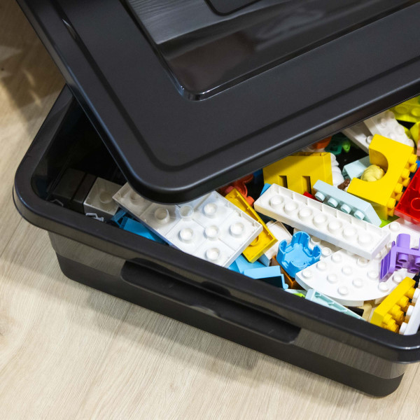 Pojemnik Plastikowy 28 L Pudełko Plastikowe Z Pokrywką Kółka