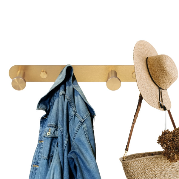 Wieszak na ubrania ścienny metalowy złoty do przedpokoju łazienki kuchni