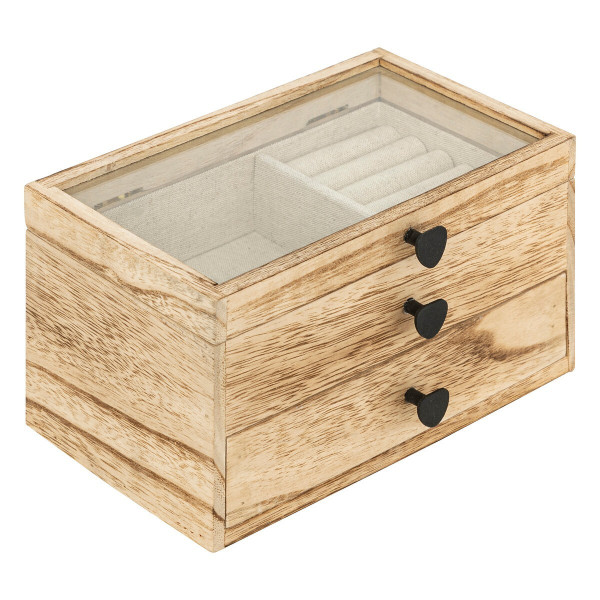 Szkatułka na biżuterię drewniana z serduszkami