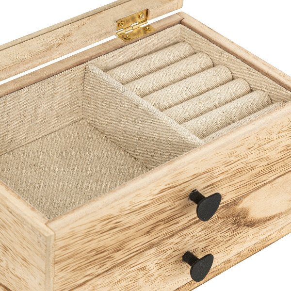 Szkatułka na biżuterię drewniana z serduszkami