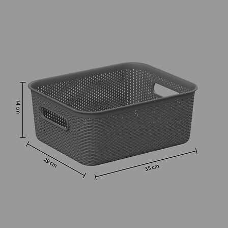 KOSZYK Grochy 11L szary ciemny AŻUROWY z uchwytami