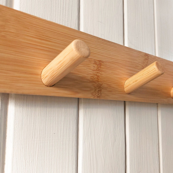 Bambusowy wieszak z trzema haczykami do łazienki przedpokoju BEGRYF 6x30