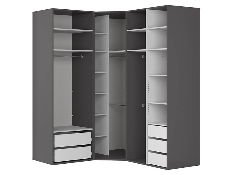 Szafa modułowa Flex 178 x 203 cm narożna z drzwiami grafit
