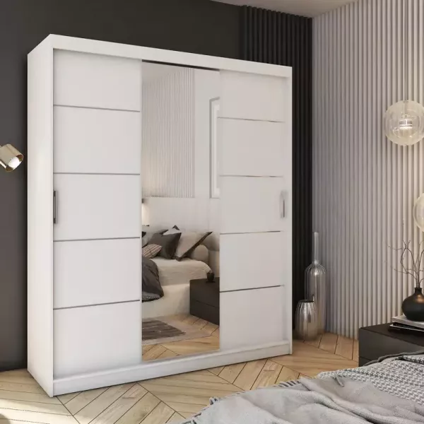 Szafa przesuwna z lustrem 180 cm dąb sonoma CUBE