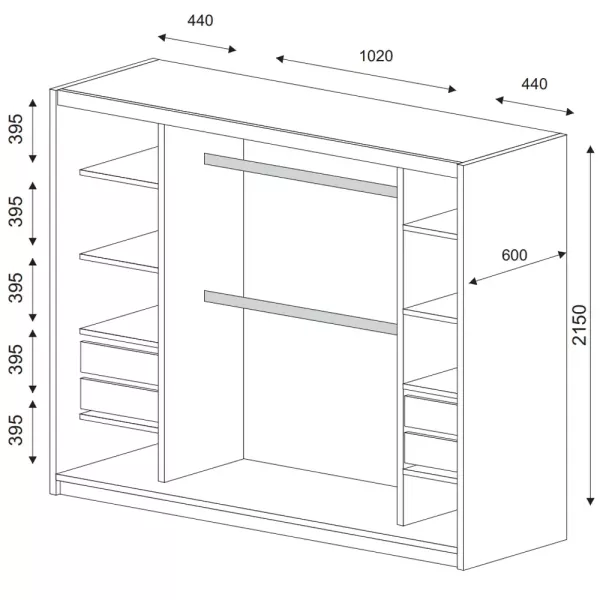 Szafa przesuwna z lustrem 200 cm HOT dąb sonoma