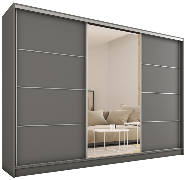 Szafa przesuwna z lustrem 280 cm TOP grafit