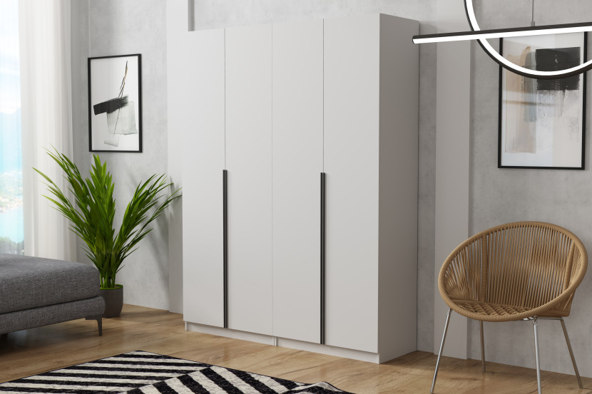 Szafa czterodrzwiowa Bristol 180cm Biały złote uchwyty