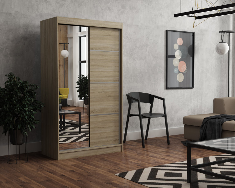 Szafa garderoba przesuwna BRENT 100 cm TOM SONOMA