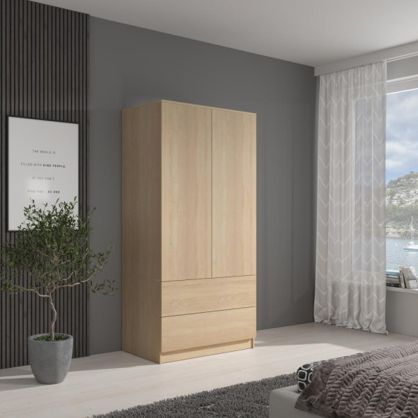 Szafa dwudrzwiowa z szufladami sonoma