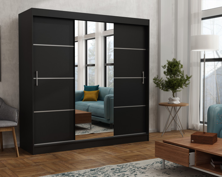 Szafa garderoba przesuwna WINDSOR 200 cm TOMY CZARNY