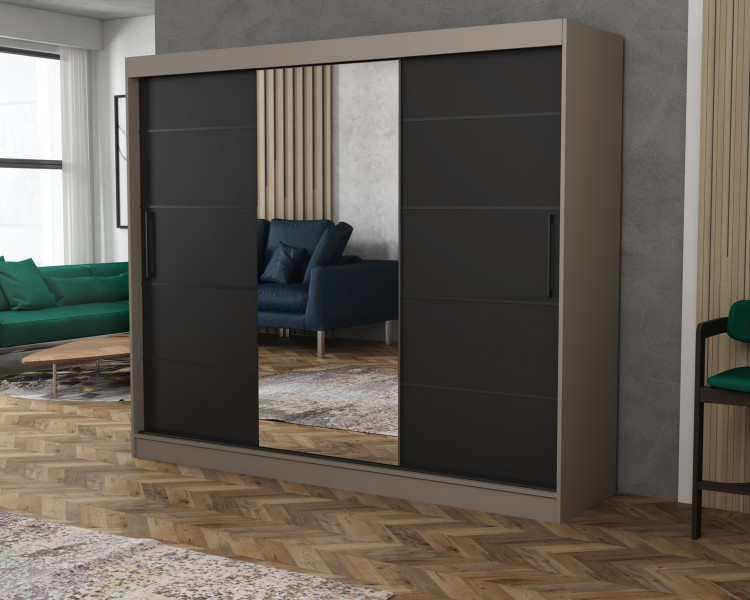 Szafa przesuwna CHELSEA 235 cm Garderoba Kamienny/Kaszmir