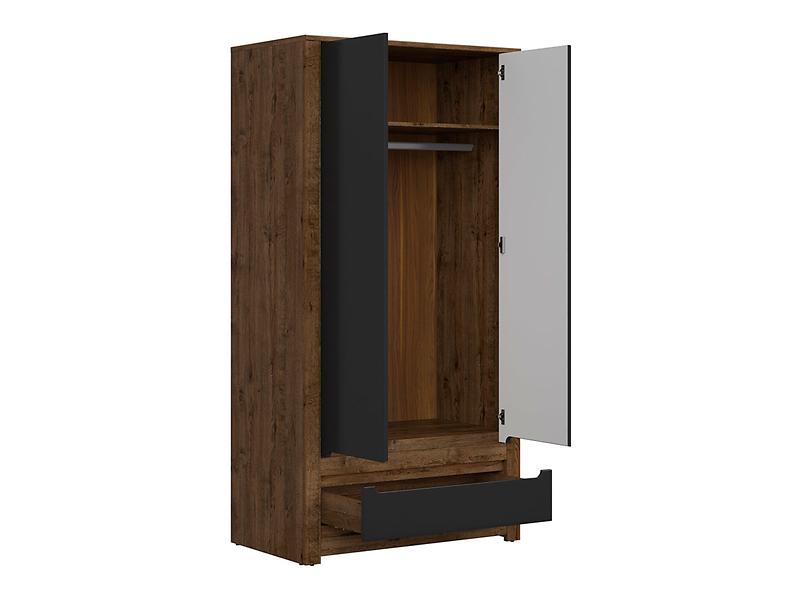 Szafa dwudrzwiowa Ruso 104 cm z szufladą dąb april/perłowy połysk