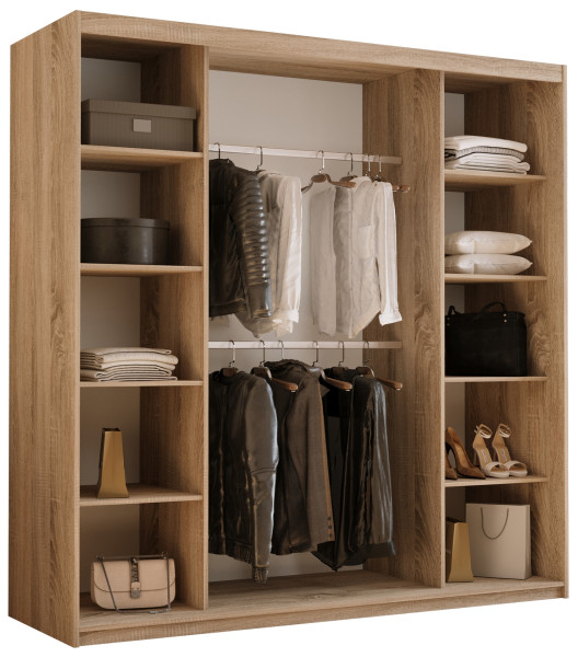 Szafa przesuwna z lustrem 200 cm HOT dąb sonoma