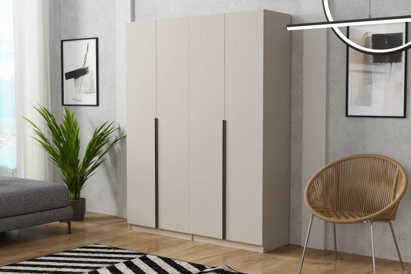 Szafa czterodrzwiowa Bristol 180cm Biały złote uchwyty