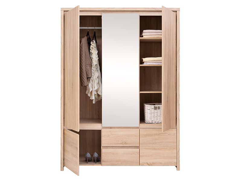 Szafa pięciodrzwiowa Kaspian 153 cm z lustrem i szufladami wenge