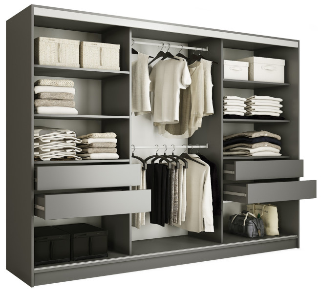 Szafa przesuwna z lustrem 280 cm TOP grafit