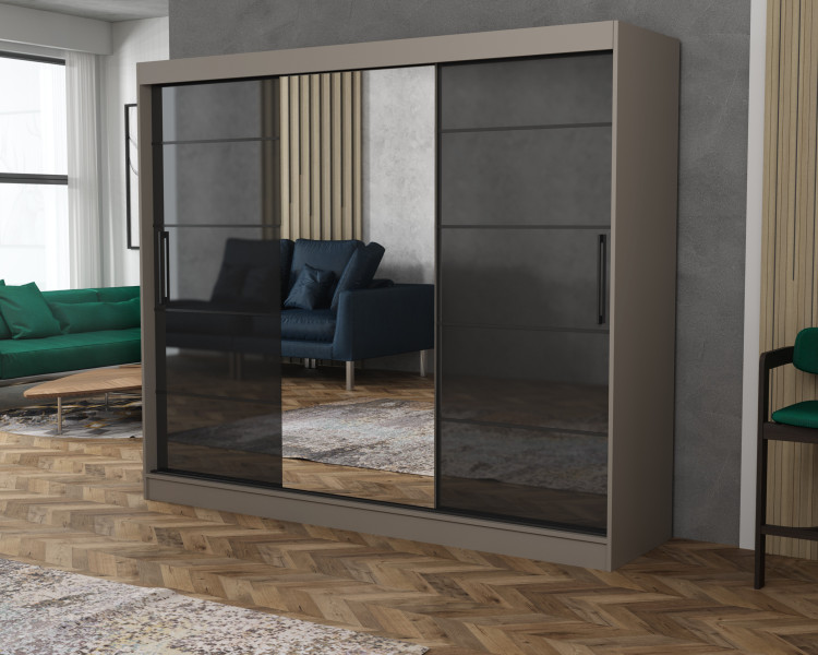 Szafa przesuwna CHELSEA 235 cm Garderoba Kamienny/Kaszmir