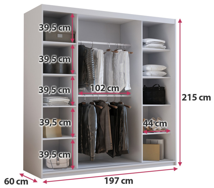 Szafa przesuwna z lustrem 200 cm HOT dąb sonoma