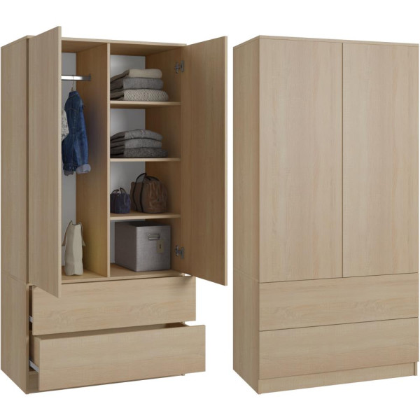 Szafa dwudrzwiowa z szufladami sonoma