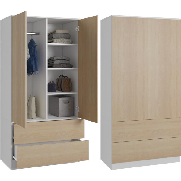 Szafa dwudrzwiowa z szufladami sonoma