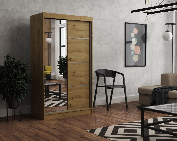 Szafa garderoba przesuwna BRENT 100 cm TOM SONOMA