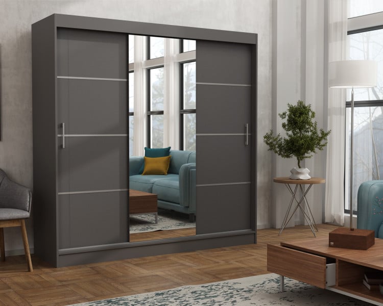 Szafa garderoba przesuwna WINDSOR 200 cm TOMY CZARNY