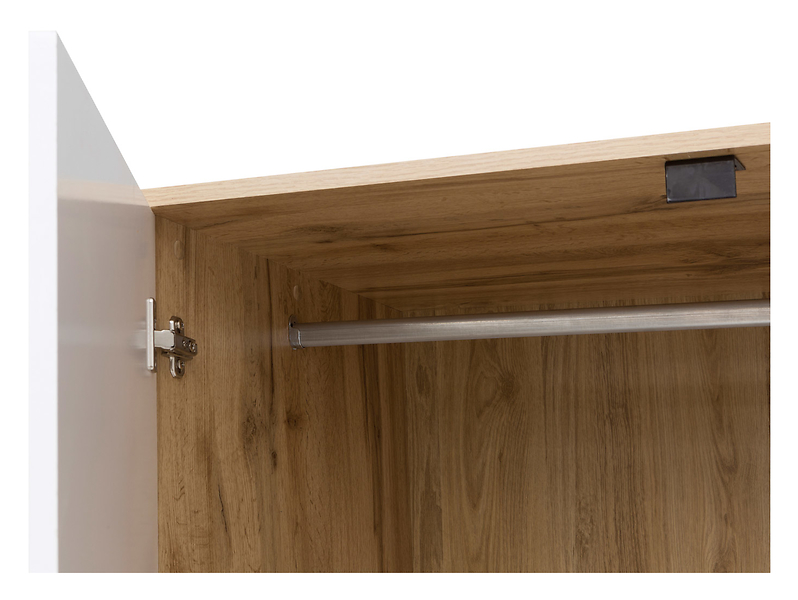 Szafa dwudrzwiowa Zele 90 cm z szufladą dąb wotan/biały połysk