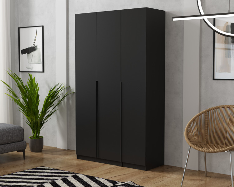 Szafa trzydrzwiowa Bristol 135cm Czarny złote uchwyty