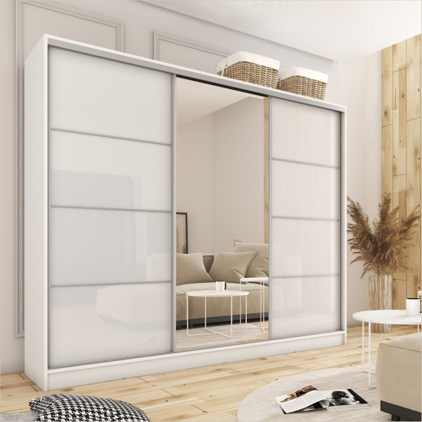 Szafa przesuwna z lustrem 280 cm TOP grafit