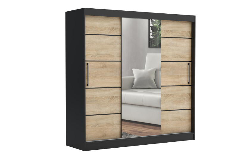 Szafa przesuwna CHELSEA 235 cm Garderoba Kamienny/Kaszmir