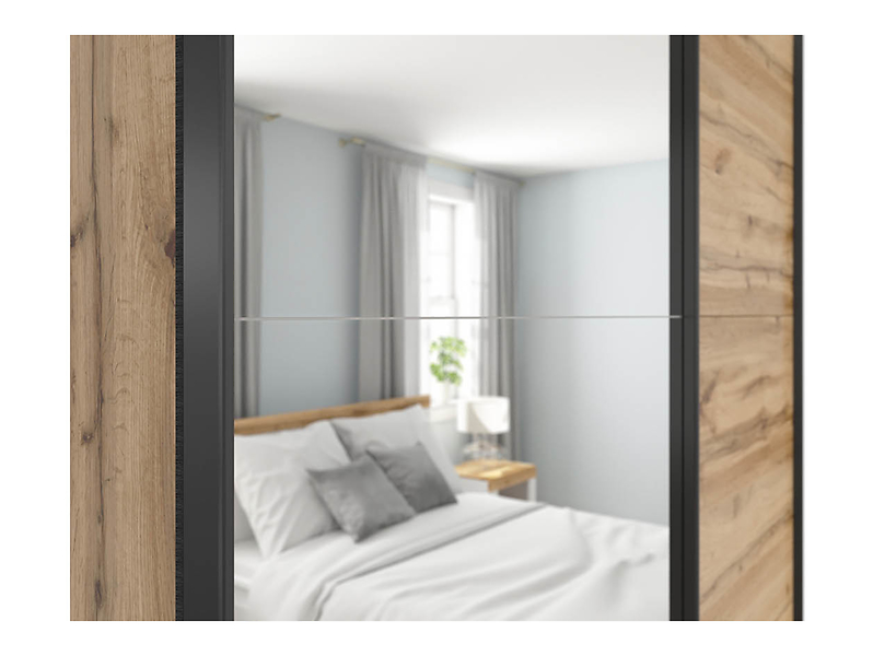 Szafa przesuwna Tetrix 153 cm z lustrem dąb wotan