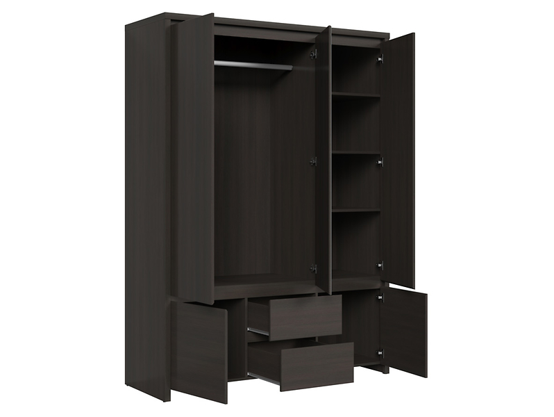 Szafa pięciodrzwiowa Kaspian 153 cm z lustrem i szufladami wenge