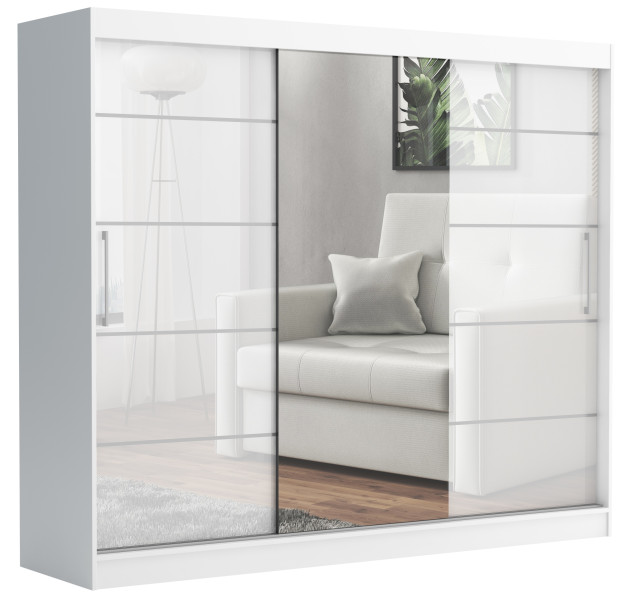 Szafa przesuwna CHELSEA 235 cm Garderoba Kamienny/Kaszmir