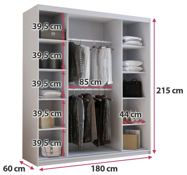 Szafa przesuwna z lustrem 200 cm HOT dąb sonoma