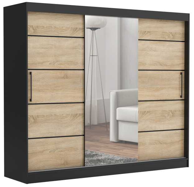 Szafa przesuwna CHELSEA 235 cm Garderoba Kamienny/Kaszmir