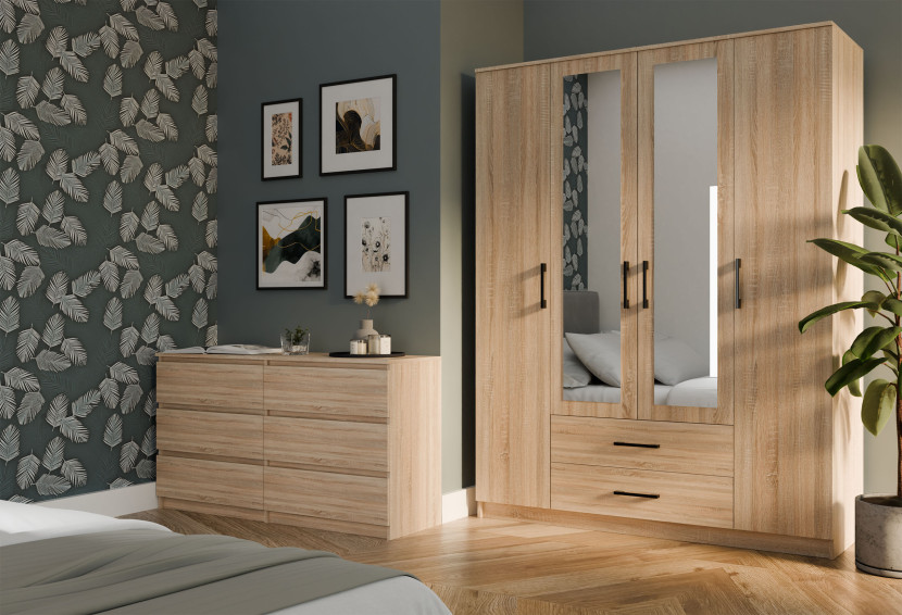 Szafa Romana 160 lustro 2 szuflady 160cm dąb sonoma