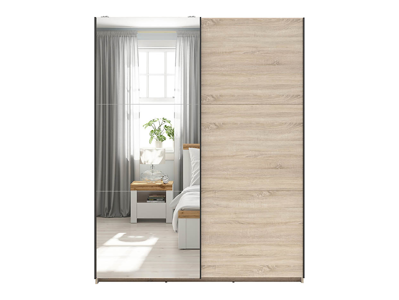 Szafa przesuwna Tetrix 153 cm z lustrem dąb wotan