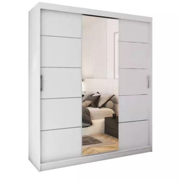 Szafa przesuwna z lustrem 180 cm dąb sonoma CUBE