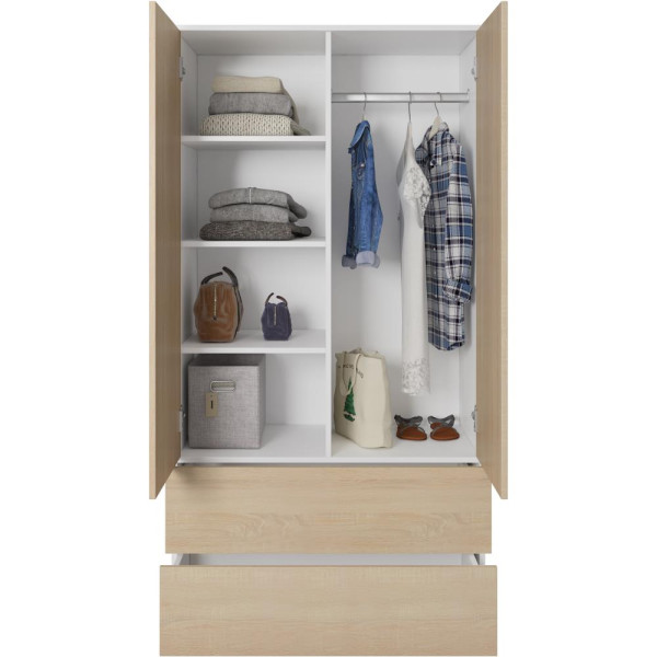 Szafa dwudrzwiowa z szufladami sonoma