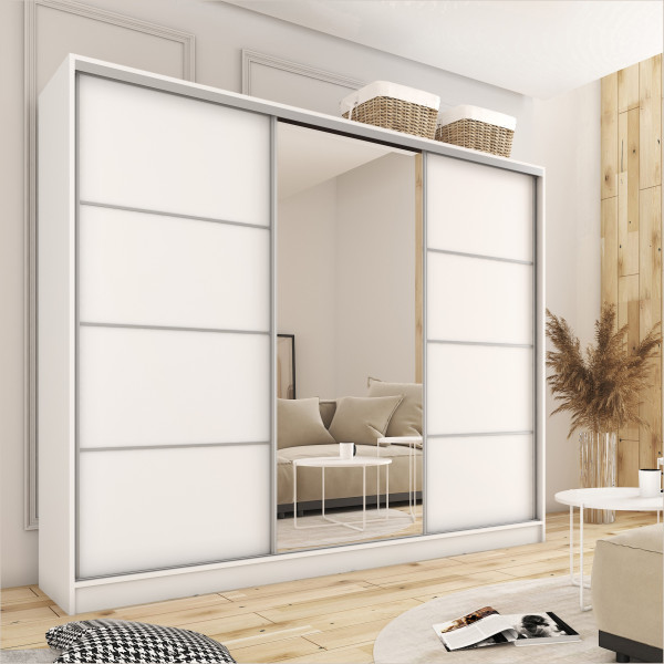 Szafa przesuwna z lustrem 280 cm TOP grafit