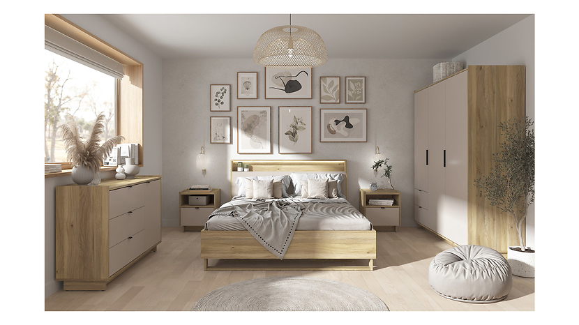 Szafa trzydrzwiowa Dalva 180 cm z 2 szufladami dąb mauvella/kashmir