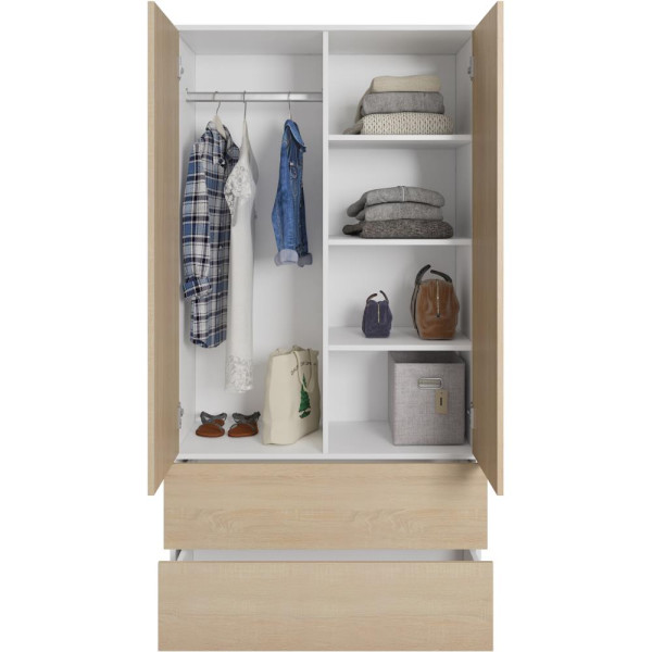 Szafa dwudrzwiowa z szufladami sonoma