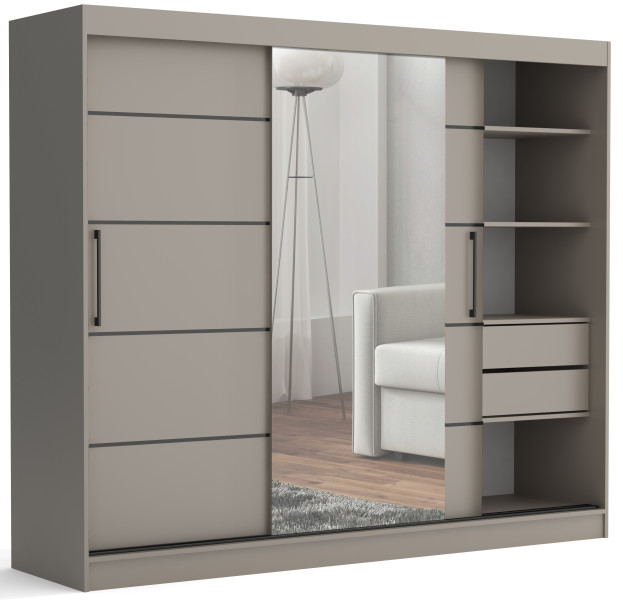 Szafa przesuwna CHELSEA 235 cm Garderoba Kamienny/Kaszmir